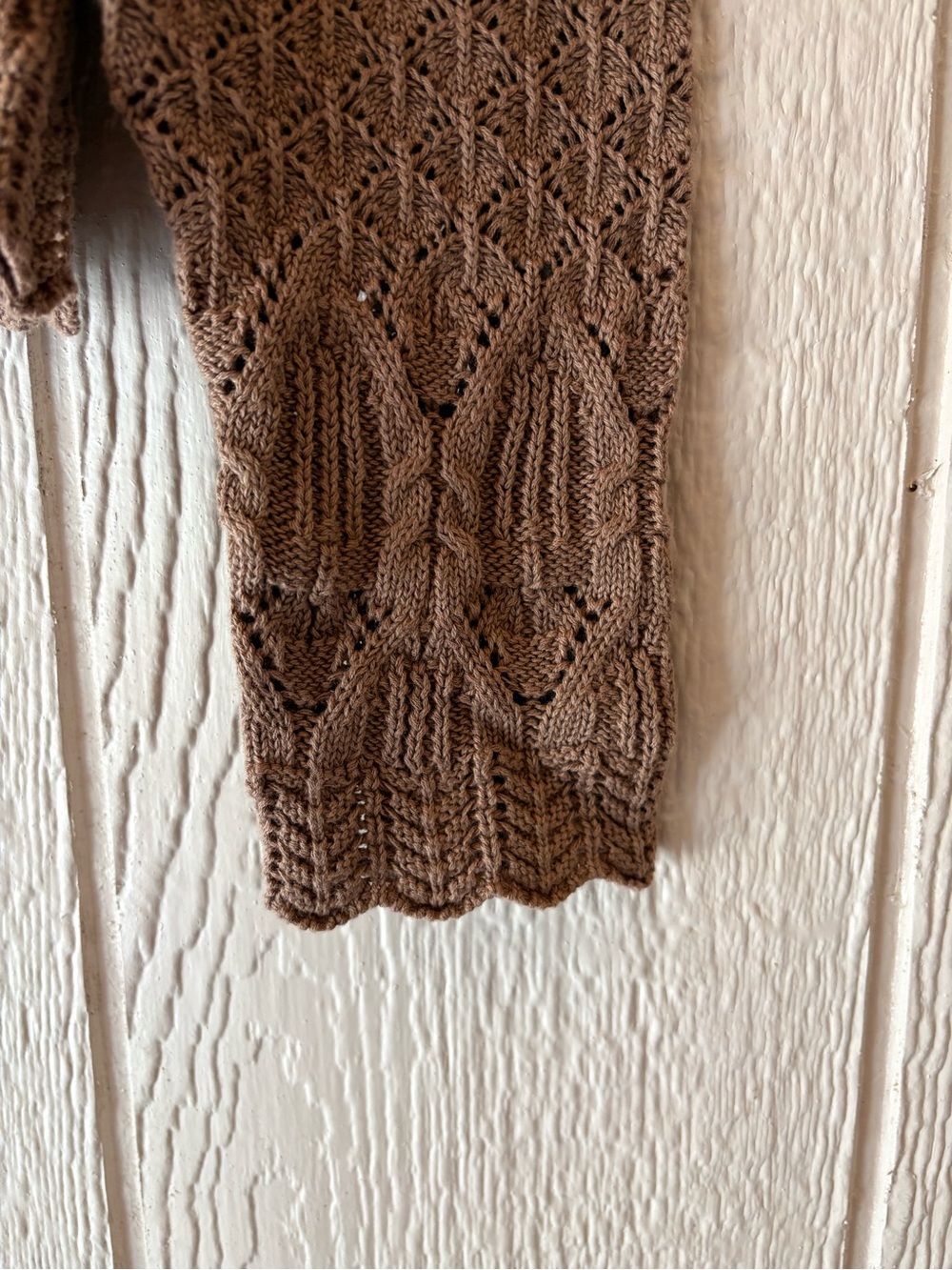 Hyacinth House Pointelle Capucine Cotton Cardigan Sweater NWT Medium Tan Brown - Picture 7 of 8